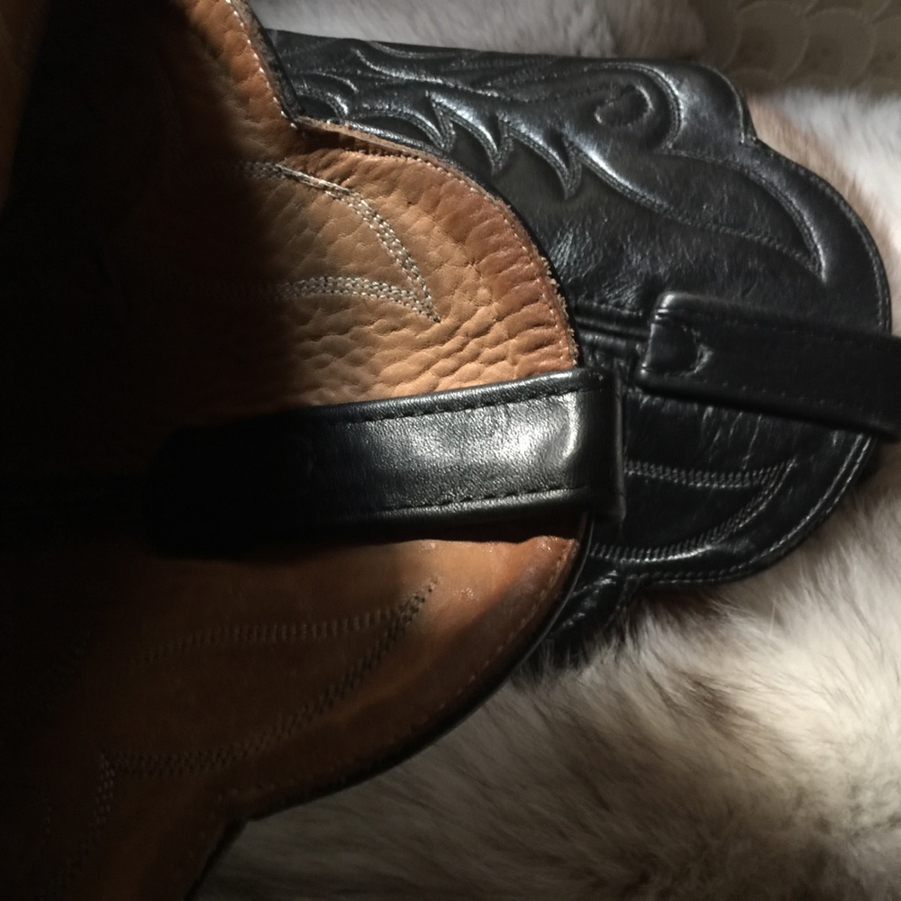 Black Genuine Leather Cowgirl Boots - Picture 4 of 4